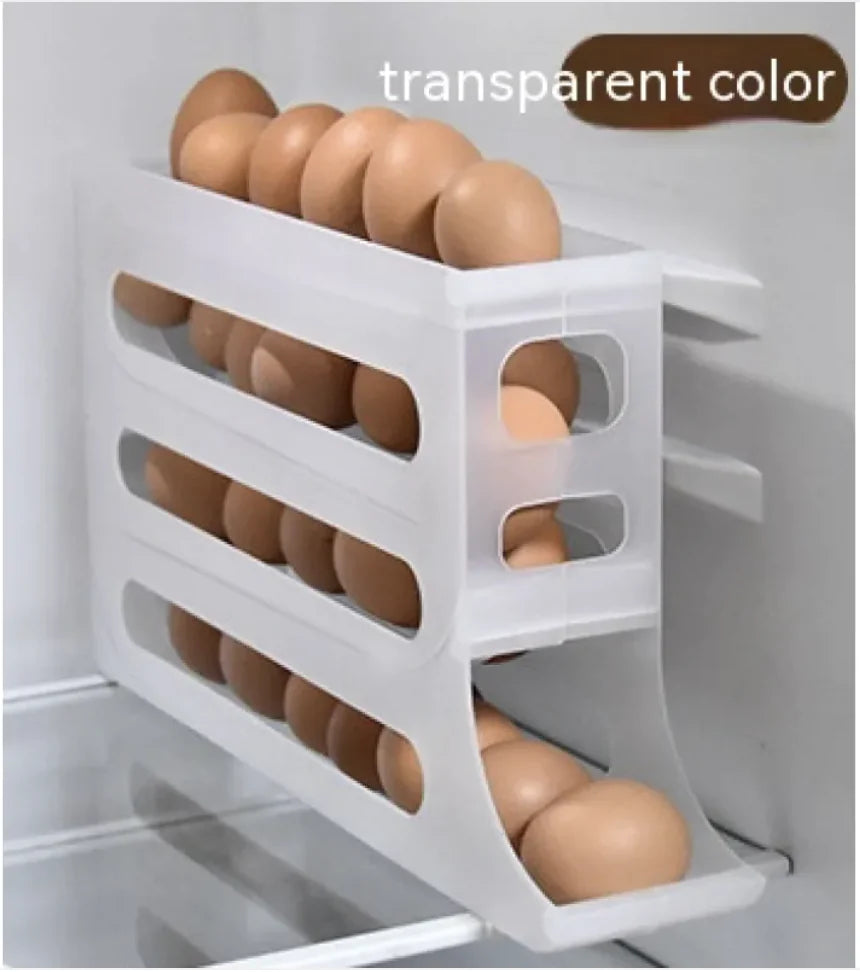 4-Layer Automatic Egg Roller Tray – Large Capacity Refrigerator Storage Box